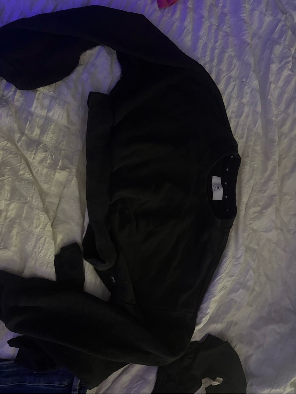 Black Crewneck Crop Sweatshirt TNA